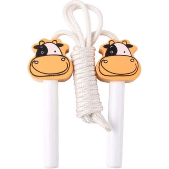 Corde à Sauter Enfant Réglable Avec Poignées Bois Licorne - Coton, 3m, Pour 6-8 Ans