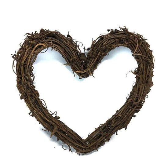 Couronne Cœur En Rotin De Vigne – 10cm – Décoration Naturelle
