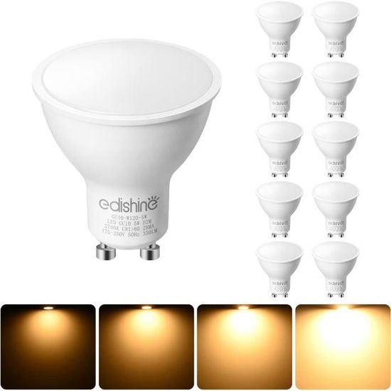 Lot De 3 Spots LED GU10 - 350 Lumens (équivalent 50W) - Blanc Chaud - Classe A+ - Marque LNTuan Neuf Sous Blister