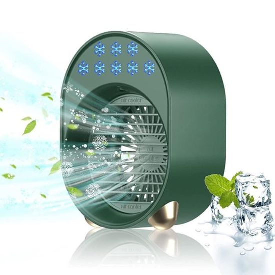 Ventilateur Refroidisseur D’air Portable Sans Fil – 3 Vitesses, Batterie 1200 MAh, Pour Chambre, Bureau, Camping