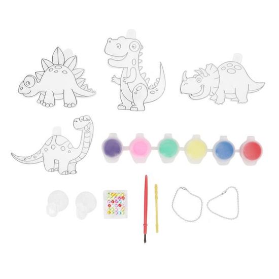 Dilwe Peinture à la colle de couleur pour enfants Enfants couleur colle peinture 4 dinosaure