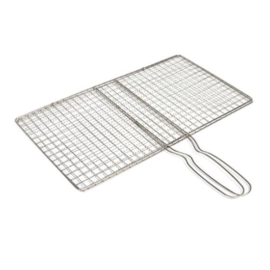 Grille Double Barbecue NAROSEBE 32x22cm Inox Avec Poignée - Panier Cuisson Poisson Légumes Viande