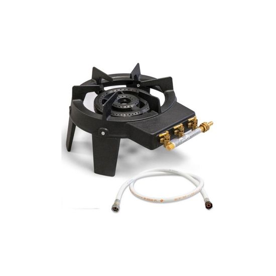 Réchaud à Gaz INTEC En Fonte 2 Bruleurs - 9800W Avec Tuyau Flexible 1,5m - Pour Extérieur