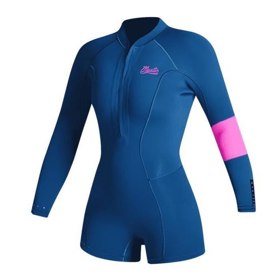Combinaison Shorty Femme Combinaison de Surf Front Zip Maillot de Bain 1.5MM Combinaison de Plongée pour Plongée en Apnée Surf Natation,2XL,Bleu