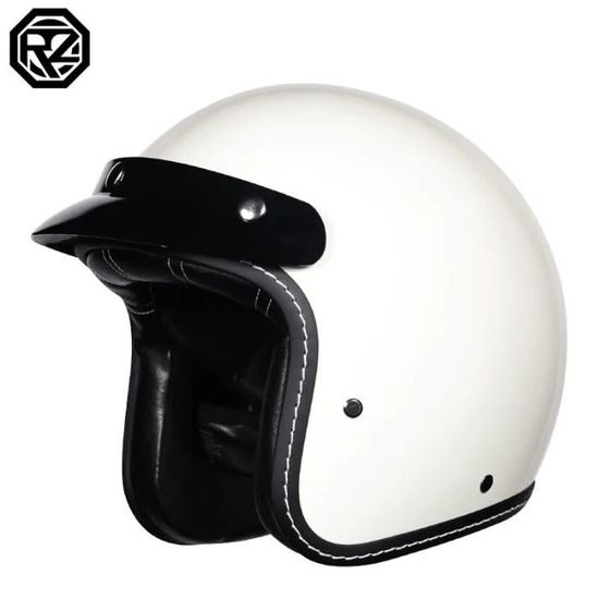 Casque Moto Rétro 3/4 Ouvert - Homologué ECE/DOT, Double Pare-Soleil, Taille A2 (55-56cm) - Style Vintage Scooter