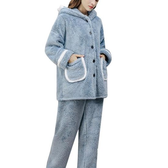 Pièces Hiver Pyjama Polaire Cexiakong Homme Pièces Chaud