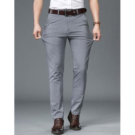 Pantalon Chino Pantalon Gris RayÃ© Homme Pantalon Casual Léger à