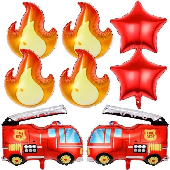 Décoration Gâteau Pompier – Camion, Feu, Extincteur – Anniversaire Enfant – Kit Fête Thématique