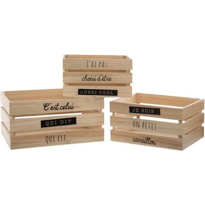 Atmosphera - Lot de 3 Caisses de rangement Cagettes en bois collection Swaggy Bois
