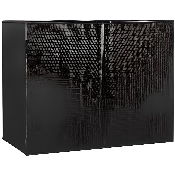 Coffre de rangement extérieur multifonctions en résine - pour 2 poubelles- 153 x 78 x 120 cm - noir -QUT