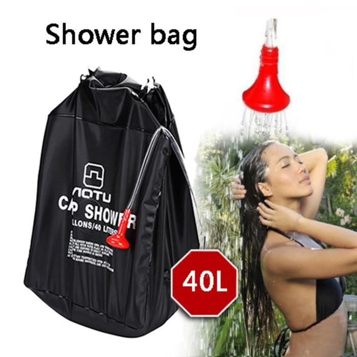 Douche portative Sac de tuyau de chauffage Chauffe-eau solaire Camp de camping en plein air 40L outils de camping 124