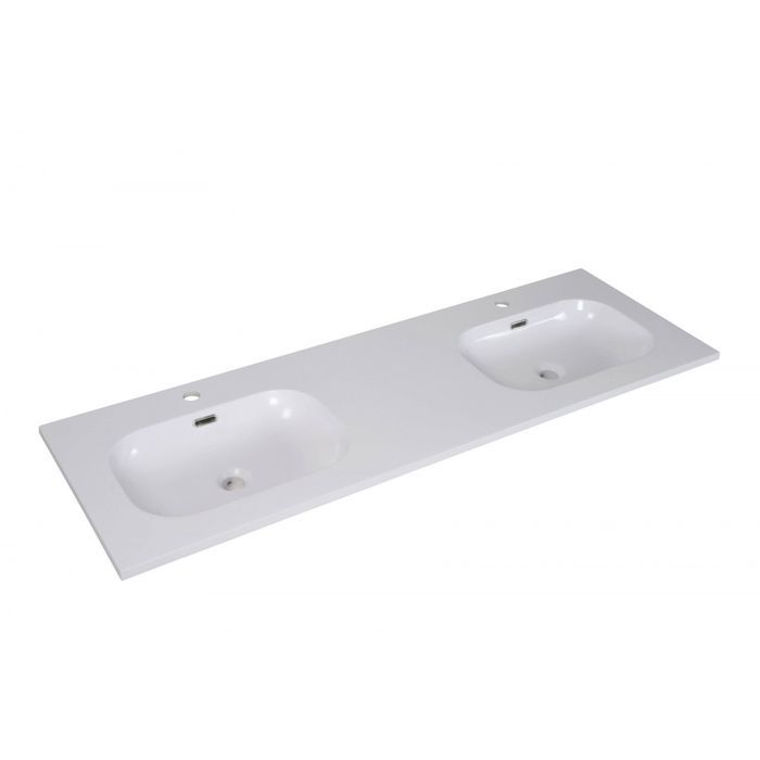 Plan Double Vasque Blanc Résine De Synthèse 140 Cm Enio
