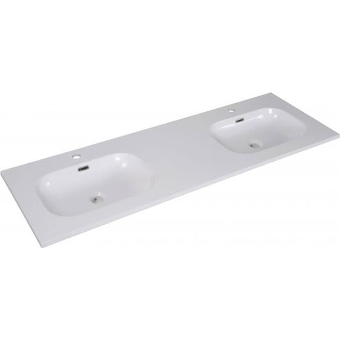 Plan Double Vasque Blanc Résine De Synthèse 140 Cm Enio