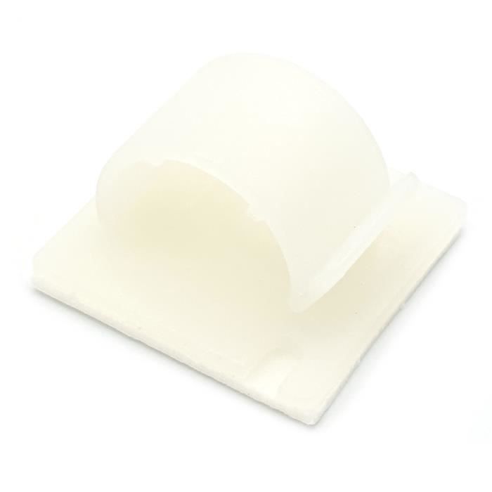 100 x clips de cable auto-adhesifs en nylon 28x28mm blanc
