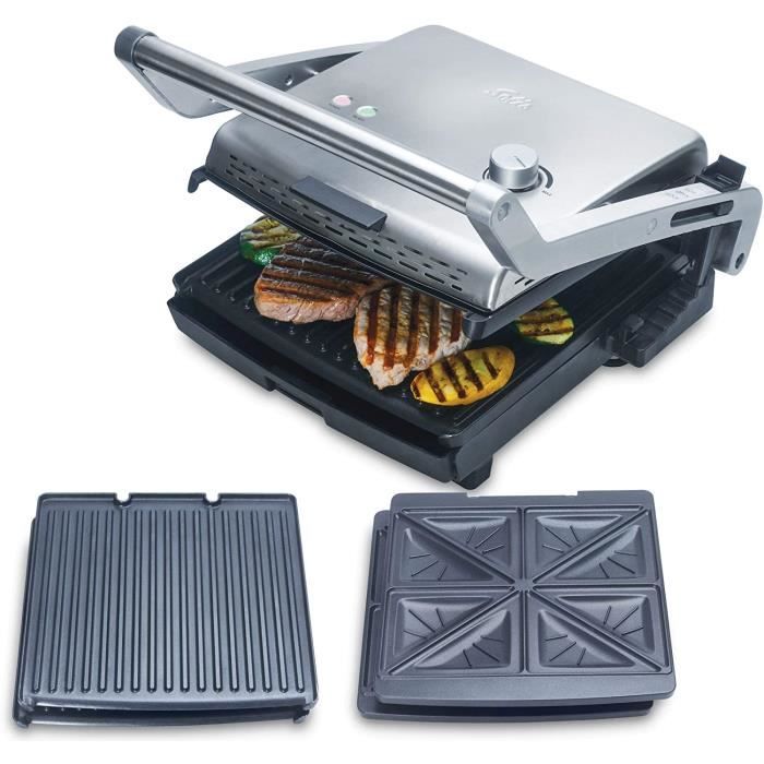 Solis Grill & More 7952 - Multi Grill - Plancha Électrique - Grill de Contact - Revêtement antiadhésif