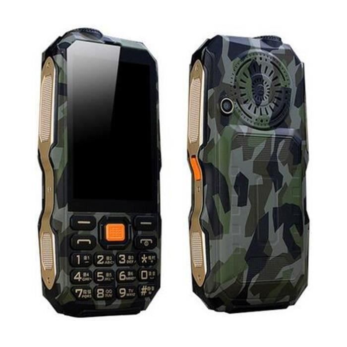 Téléphone Robuste, extérieur, téléphone Portable, 9800mAh Batterie 3 Pouces Ecran Digitales Vert My23607