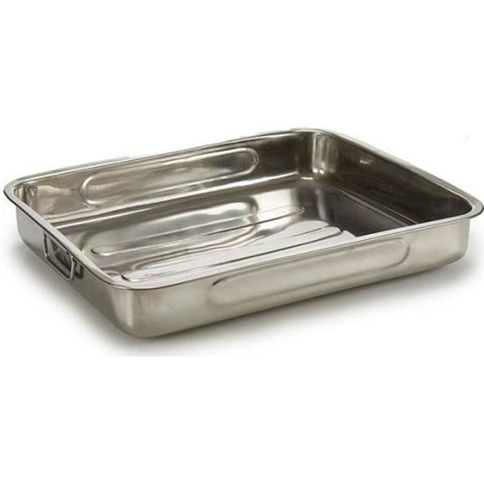 Plat Four à Rôtir Rectangulaire en Acier Inoxydable avec Anses - 45cm 0,000000 Chrome/Inox