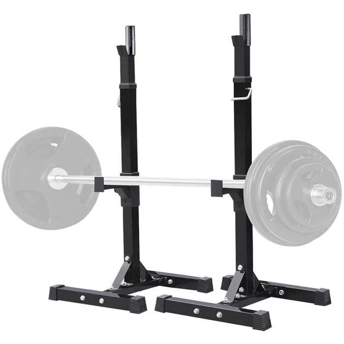Repose Haltère Réglable 14 Niveaux Repose Barre Musculation Supports pour Haltères Longs à Disques Charge Max.200 kg Squat Rack No