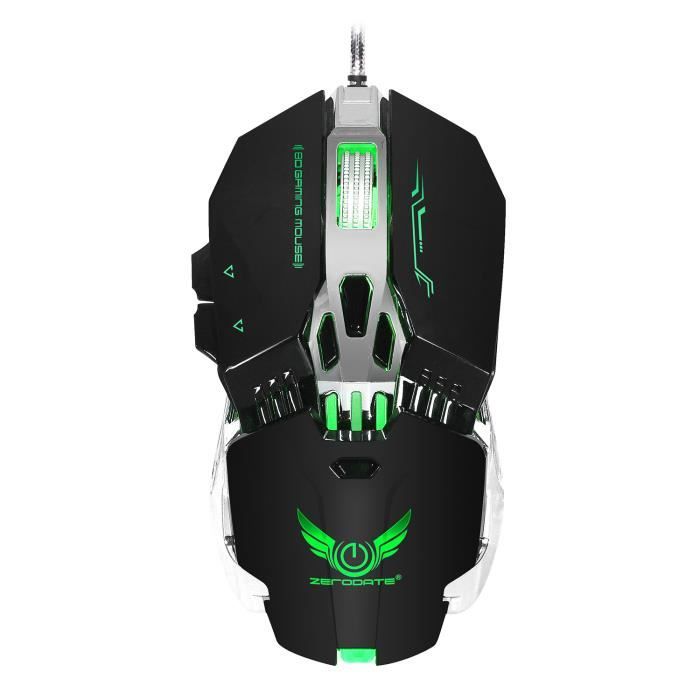 Souris HXSJ 6D Souris périphérique de jeu lumineux (noir)