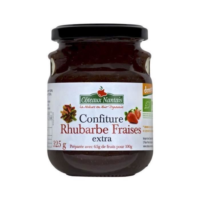 Coteaux Nantais - Confiture fraise, rhubarbe 325gr Demeter