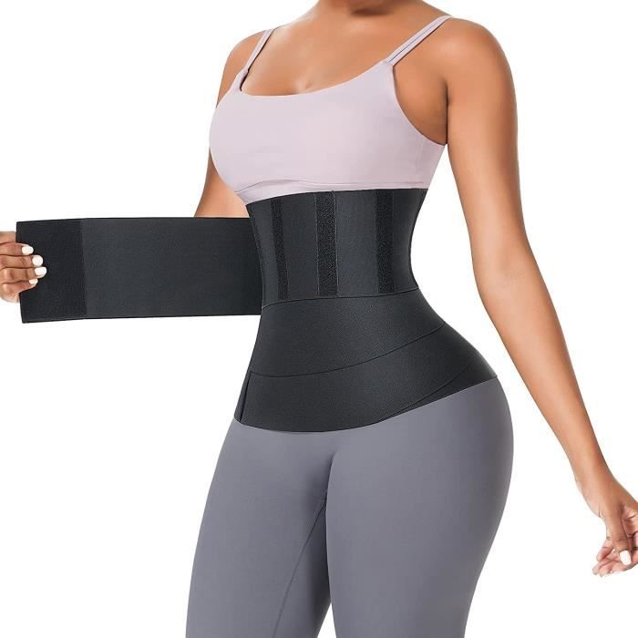 HAUTSTORE Ceinture de Sudation femme Bande d'entraînement à la Taille enveloppante, Corset de Sport Noir
