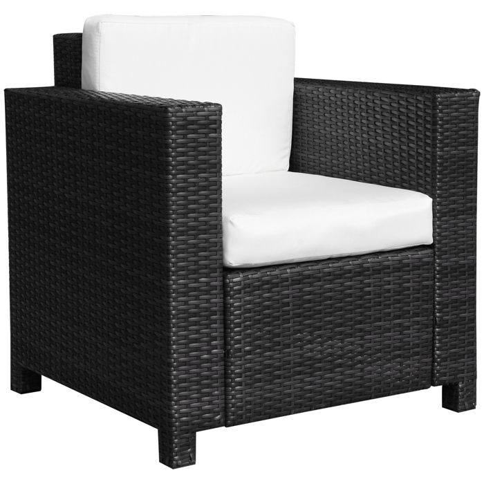 Fauteuil canape salon de jardin resine rotin tresse brun 1 place 47