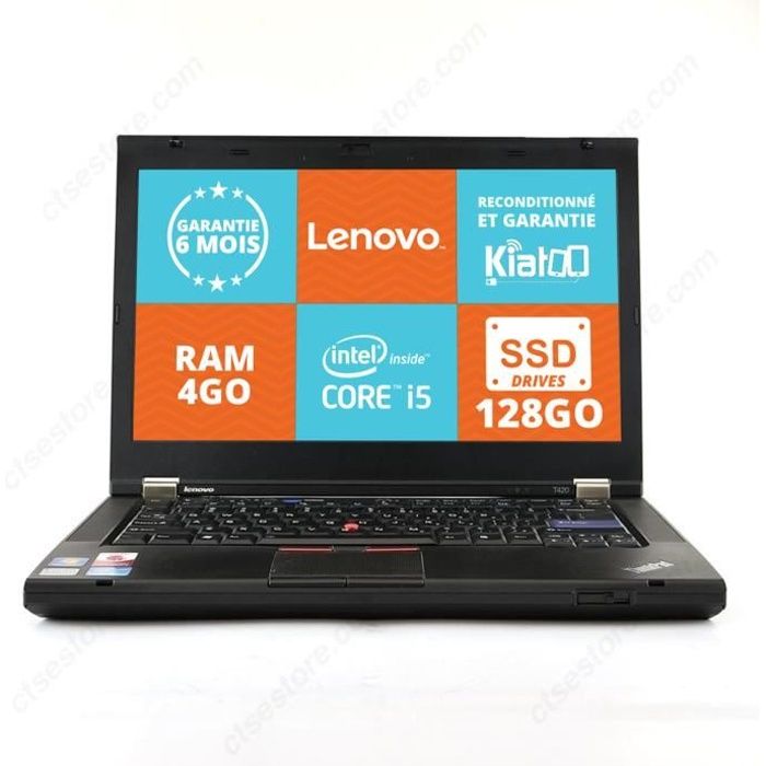 ORDINATEUR PORTABLE PAS CHER LENOVO THINKPAD T420 DISQUE DUR SSD INTEL CORE I5 4GO RAM 128 GO DISQUE DUR SSD DRIVES WEBCAM WINDOWS 7