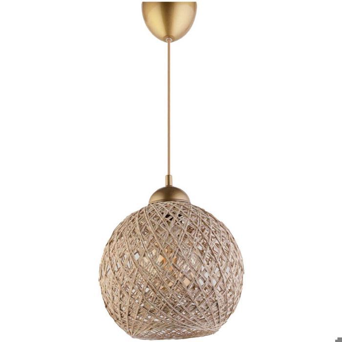 Suspension Davio D24cm Métal Or antique et Jute Taupe