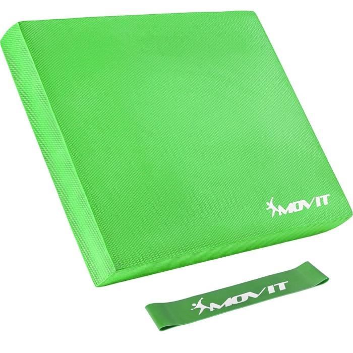 MOVIT Balance Pad Tapis d'entaînement - Coussin d'équilibre vert avec bande d´entraînement