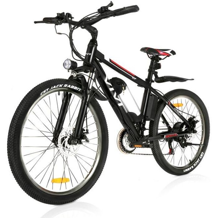 VIVI 26- Vélo électrique, VTT Electrique Homme, vélo de Montagne en alliage d'aluminium avec 21 vitesses, vélo de Ville léger, Noir