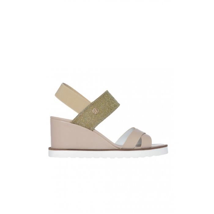 Sandale en cuir à talon compensé - Armani jeans - Femme
