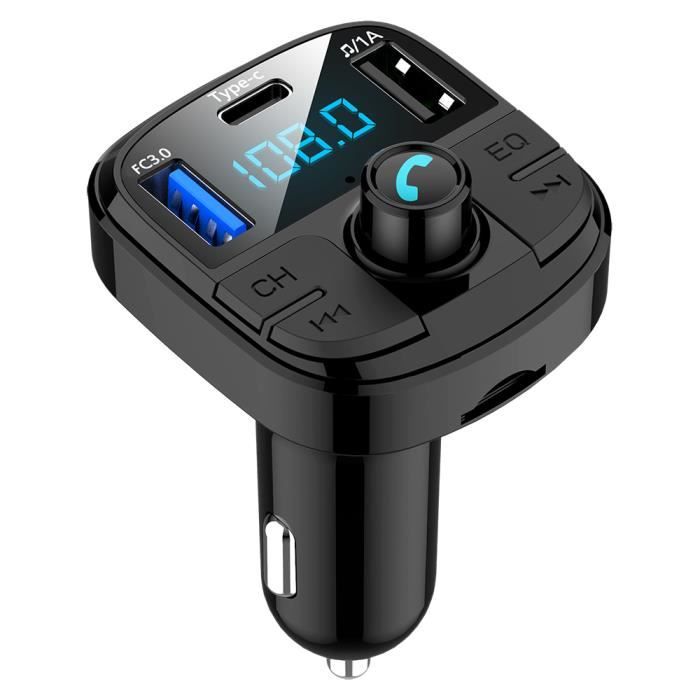 ONEVER® BT29 Transmetteur FM Bluetooth 5.0 Chargeur Lecteur MP3 de Voiture