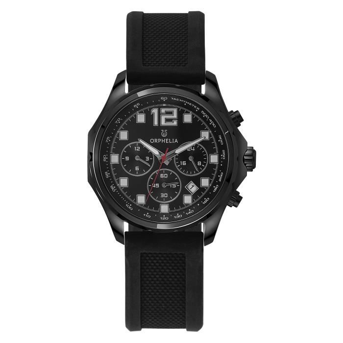 ORPHELIA - Montre Homme - Quartz Multi Dial - Bracelet Plastique Noir - OR86701