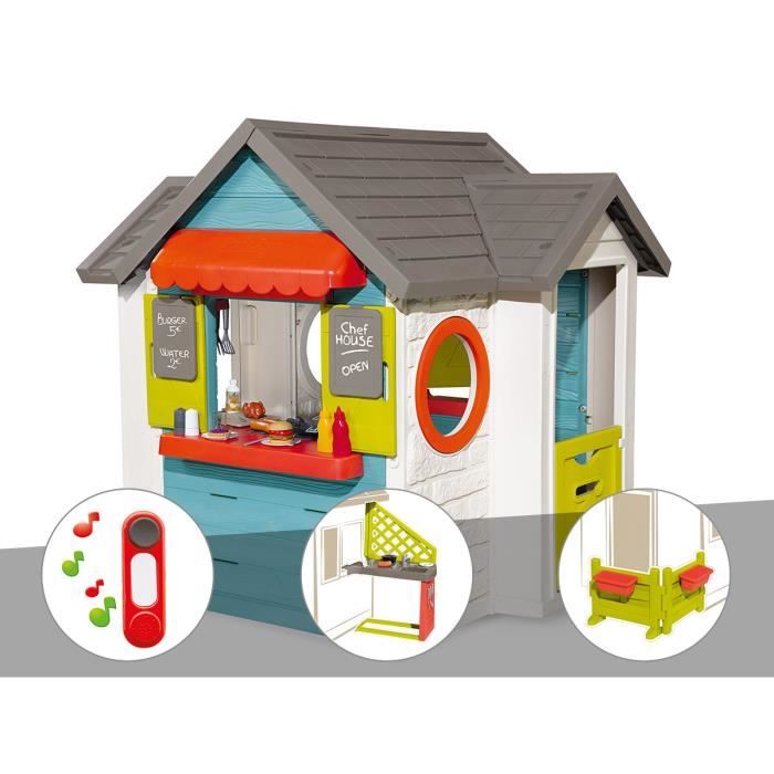 Cabane enfant Smoby Chef House + Sonnette + Cuisine d'été + Espace jardin 124 x 132 x 135 cm