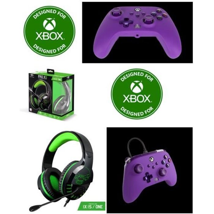 Pack Manette XBOX ONE-S-X-PC VIOLET ROYAL EDITION SPECIALE+ Casque Gamer PRO H3 SPIRIT OF GAMER XBOX ONE/S/X/PC