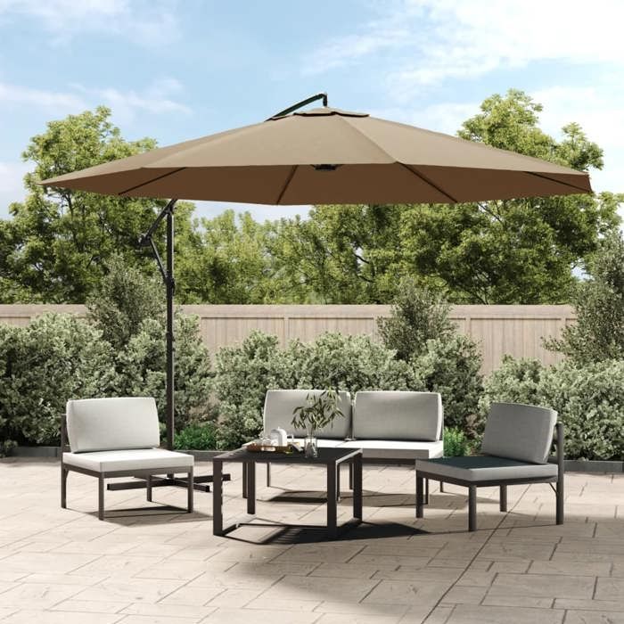 VidaXL Parasol en porte-à-faux avec poteau en aluminium 350 cm Taupe