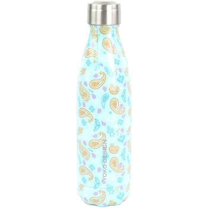 YOKO DESIGN - Bouteille isotherme de 500 ml décor Cachemire bleu