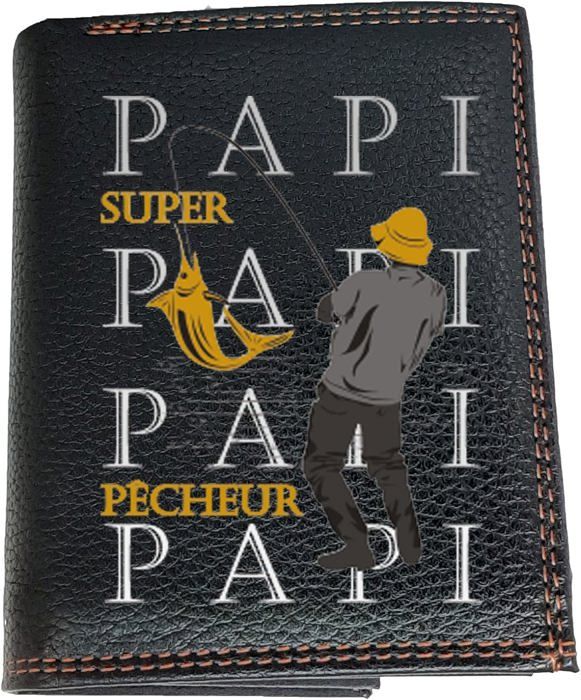 Portefeuille PersonnalisÃ© Pour PÃªcheur - Noir, Compact, Avec Compartiment Ã  Monnaie Fermeture Ã‰clair - 12