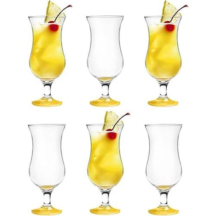 Glasmark A570032 0420 5244 LD Set di 6 Bicchieri da Cocktail Max 480 ml Giallo colorato + cucchiaino Lungo, Vetro e Acciaio Inox
