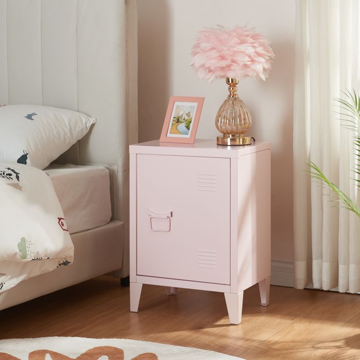 Table de chevet Inari en acier laminé 57 x 40 x 30 cm rose