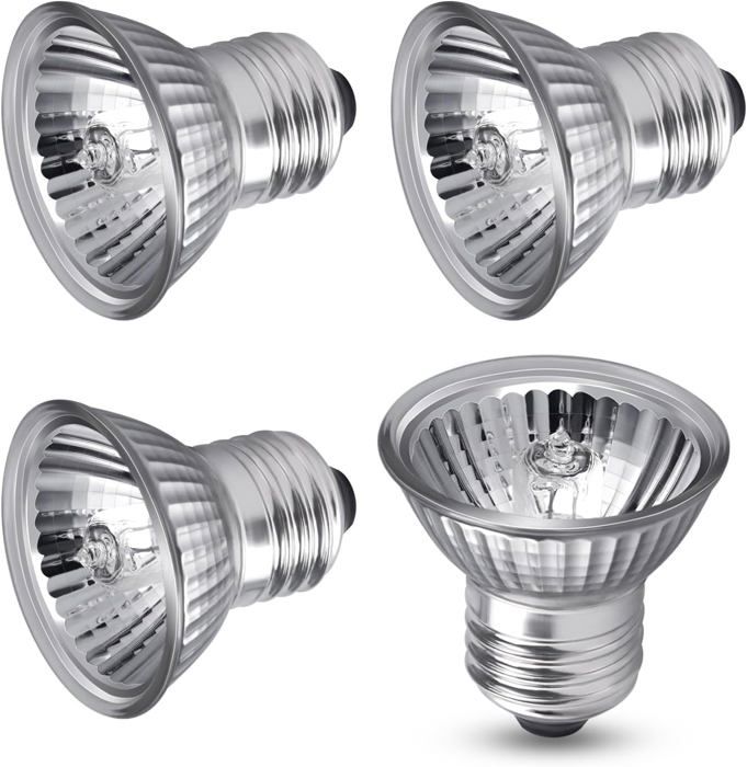 Meilleurs prix pour Ampoule Chauffante UVA UVB pour Tortue,E27 50W Dimmable,Lampe Chauffante pour Terrarium,AC 220V,Serpent,lot de 4 (Blanc Chaud