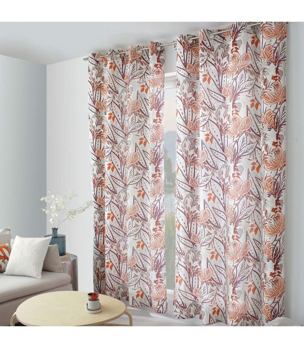 Rideau Motifs Feuillages 140x240cm Coton Recycl Taille 140x240cm 