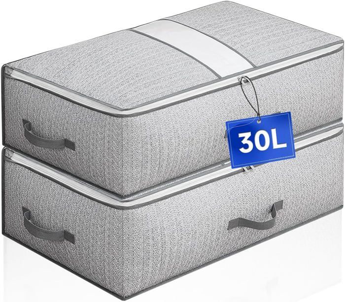2 Boîtes De Rangement Sous Lit Avec Roulettes - Noir - 48L - Faciles à Assembler