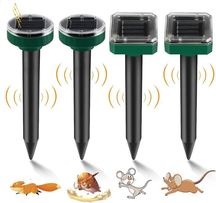 PRODUIT INSECTICIDE Détaupeur Solaire 4pcs Ultrason Anti Serpent/Campagnols Etanche Extérieur