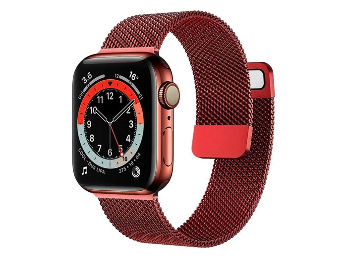 Bracelet - AVIZAR - Apple Watch 38/40/41mm - Acier inoxydable - Rouge - Fermoir à aimant Bracelet - AVIZAR - Apple Watch 38/40/41mm - Acier inoxydable - Rouge - Fermoir à aimant