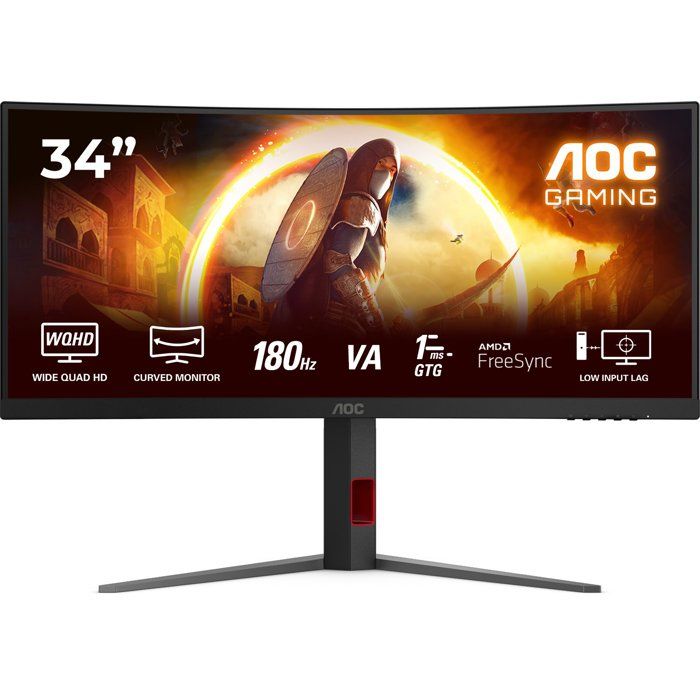 Ecran PC Gamer incurvé - AOC - 34 - WQHD - 180Hz - Dalle Fast VA - 05ms - Réglable en hauteur - CU34G4 Reconditionné - AOC reconditionné disponible sur Cdiscount Seconde Vie