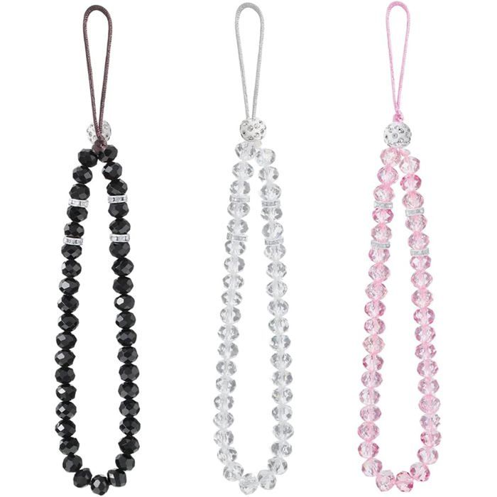 Lyreh 2pcs Dragonne Téléphone Perle Avec Nœud, Cordon Téléphone Perles