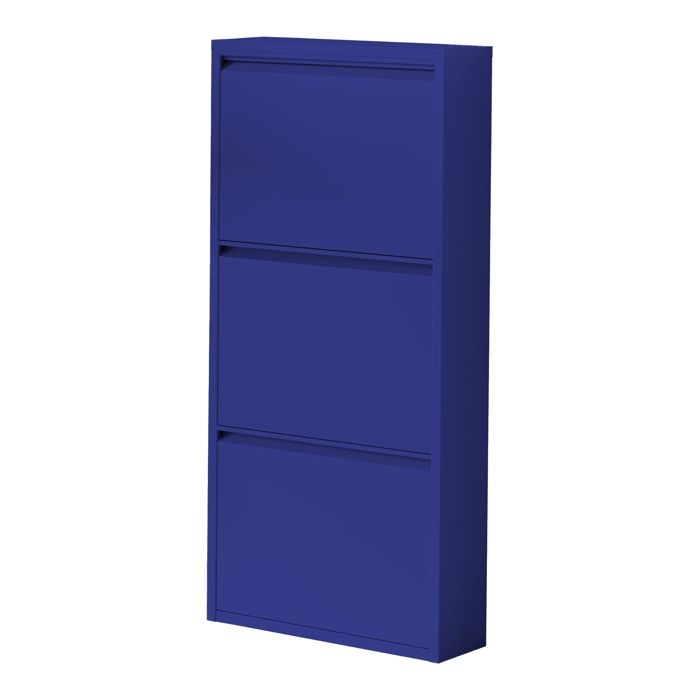 Meuble à chaussures Sokndal à 3 tiroirs inclinables bleu nuit