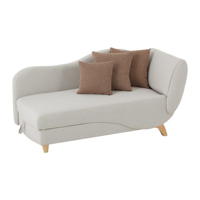 Méridienne gauche convertible avec coffre de rangement en tissu beige PENELOPE Méridienne gauche convertible avec coffre de rangement en tissu beige PENELOPE