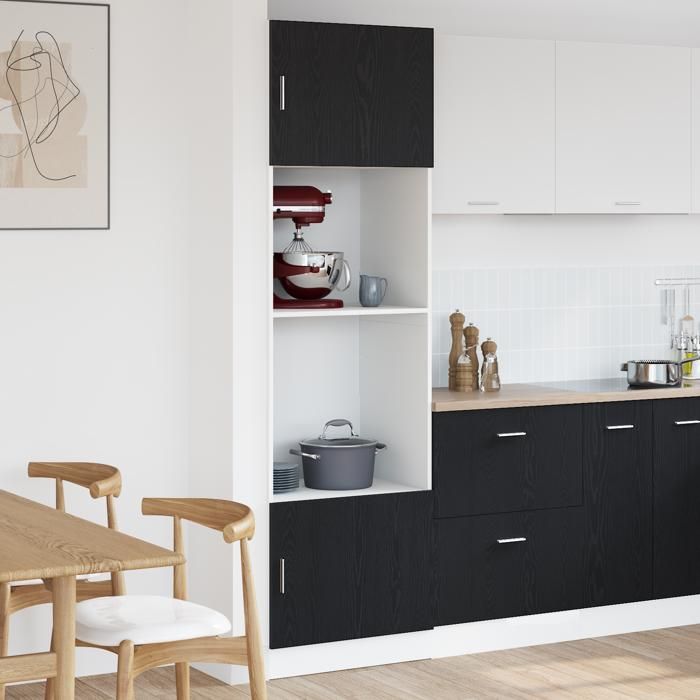 RUIG - NEUF Buffet/Meuble cuisineMeuble pour micro-ondes - LEMON - chêne noir 60x57x207 cm en - bois dingénierie FFR65346
